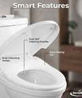 Elongated Bidet Seat With Dual Nozzles, Easy No Wiring Install, Self Cleaning showing open lid with slow closing feature