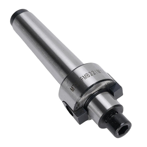 400R 50 22 4T Face End Mill Set With MT3 Holder And 10 Carbide Inserts For Milling Machines CNC Boring And Drilling, metal MT3 holder close-up.