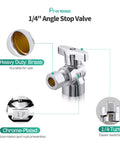 Built Tough Lead Free Brass Quick Twist Angle Shut Off Valve Two Pack Smooth Chrome Plated Finish 1/2 Inch Fip Connects To 3/8 Inch Compression
