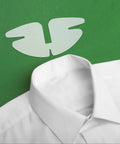 50 Piece Pvc Butterfly Collar Stays Double Layer Shirt Inserts to Keep Your Daily Fits Fresh And Sharp All Day Long laid on a white shirt collar.