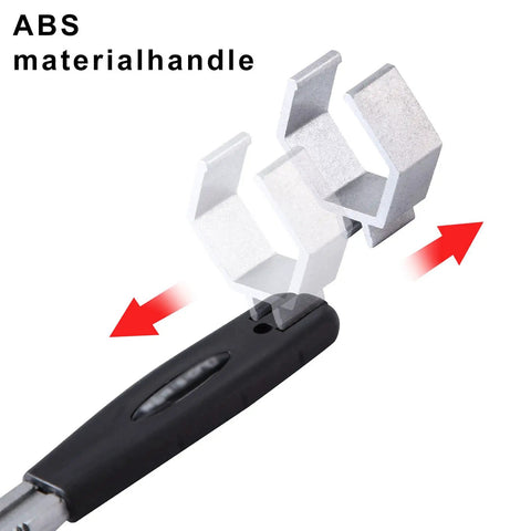 Close-up of All In One Bathroom Adjustable Wrench Set For Faucets And Valves with ABS grip and detachable chuck sizes.