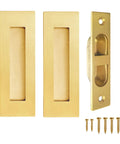 Gold Finish 4.72 Inch Pocket Door Handles And Edge Pulls In 304 Stainless Steel Recessed Flush Finger Pulls with screws