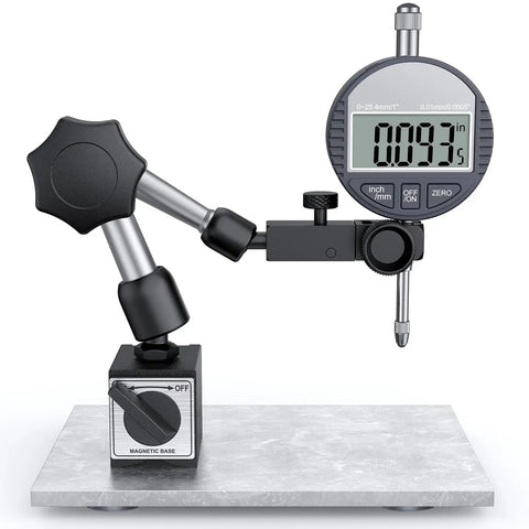 Digital Dial Indicator Gauge With Magnetic Base Stand For Precise Machining And QC, 90 Lb Tensile, Indicator Holder