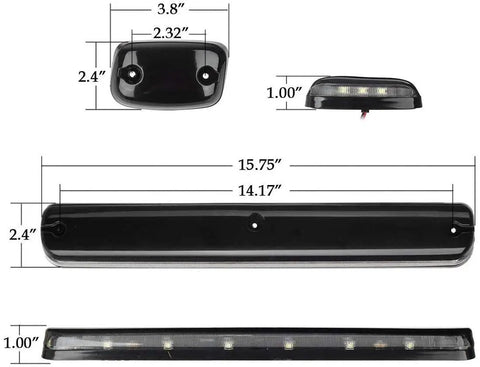 Clear Lens Cab Roof Marker Lights With 12 LED Amber Top Assembly dimensions for Silverado and Sierra Rigs 2007-2014