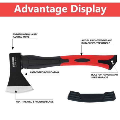 15 Inch Camping Axe With Sheath For Chopping And Splitting Forged 45 Carbon Steel Hatchet With Rust Resistant Finish