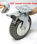 8 Inch Heavy Duty Rubber Caster Wheels Set Of 4 Anti Slip Swivel Casters with 360 Degree Ball Bearing Top Plate and Brake