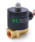 Heavy Duty 3 8 Inch Zinc Alloy Solenoid Valve 12 Volt Dc with brass body and electrical connectors for fluid control.