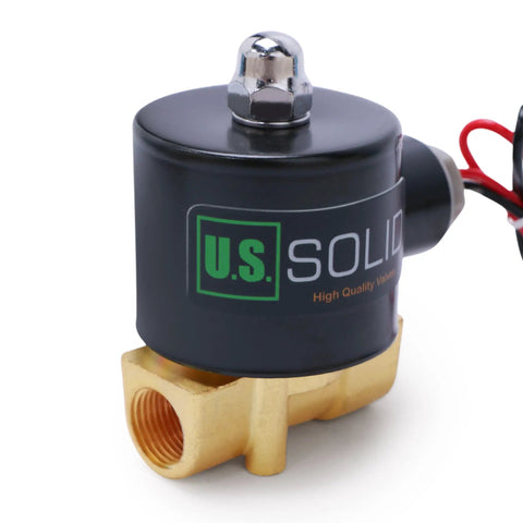 Heavy Duty 3 8 Inch Zinc Alloy Solenoid Valve 12 Volt Dc with brass body and electrical connectors for fluid control.