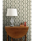 Killer Stripe Pattern Textured Leather Vinyl Wallpaper Rock Solid Commercial Grade Wallcovering For Offices Hotels And Restaurants Paste Required Pro Install on a stylish wall with lamp and books.