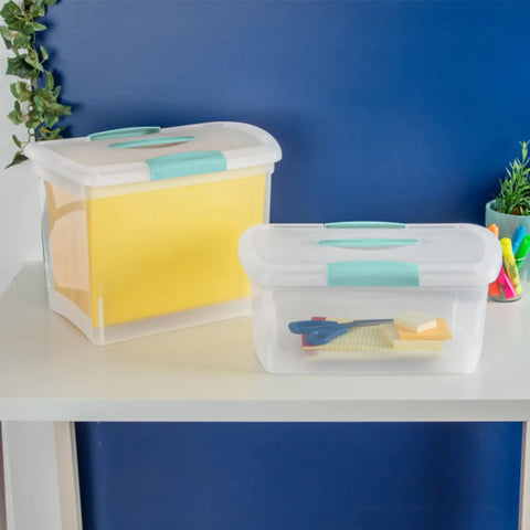 Solid Medium Nesting Storage Bins With Easy Snap Latching Lids And Beefy Handles, Slick Stackable Plastic Totes For Straight Up Home Organization And Tidy Space Fix 30 Pack