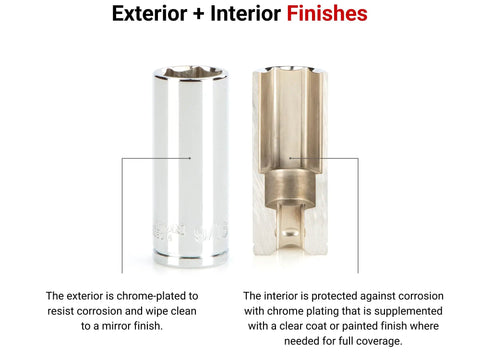 One Quarter Inch Drive Deep Eight Millimeter Six Point Socket With Large Readout Markings Chrome Plated Exterior And Durable Construction For Automotive And Mechanical Repairs, showing chrome-plated exterior and interior finishes.