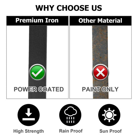 Comparison of black aluminum deck balusters vs. other material, showing durability and coating differences for stair railing.