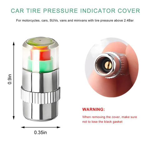 8 Pack Tire Pressure Monitor Valve Stem Caps With 3 Color Eye Alert And Easy Read Sensor Indicator 0.35in x 0.9in