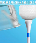 Premium Wood Golf Tees 200 Count With A 3 Line Marking System For Consistent Long Distance Drives And Clean Club Contact One And A Half Inch Tees shown with golf ball and club.