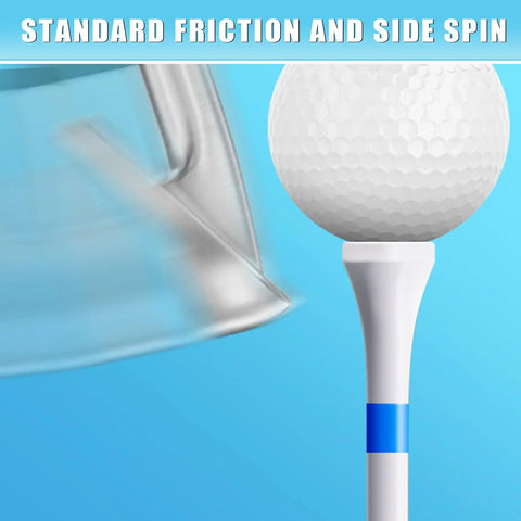 Premium Wood Golf Tees 200 Count With A 3 Line Marking System For Consistent Long Distance Drives And Clean Club Contact One And A Half Inch Tees shown with golf ball and club.