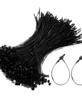 1000 Piece Premium Black 5 Inch Snap Lock Hang Tag Fasteners No Tag Gun Required For Apparel Retail And Boutique Displays Reusable Plastic Price Pins That Work Like A Charm Daily, bulk set showing ties.