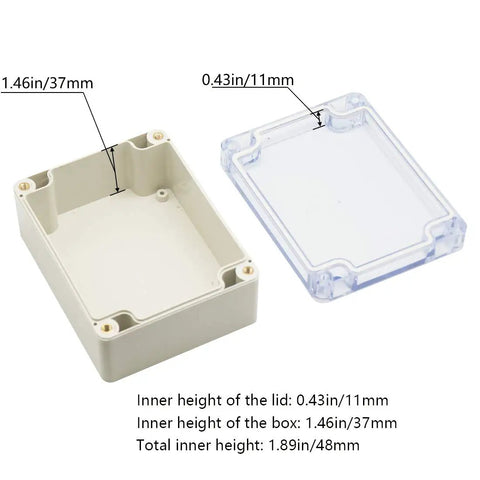 ABS Plastic Junction Box IP65 Waterproof Dustproof Electrical Enclosure With Clear Cover 4.5 By 3.5 By 2.2 Inch Gray open view