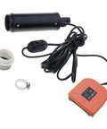 Heavy Duty Compact Submersible Sump Pump With 16 Foot Plug And Play Cord, control switch and accessories for drainage.