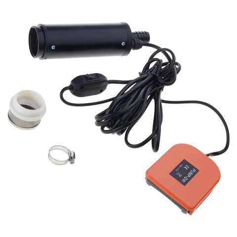 Heavy Duty Compact Submersible Sump Pump With 16 Foot Plug And Play Cord, includes power switch and accessories for drainage.