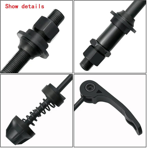 Ride Ready MTB Quick Release Bicycle Hub Set Front And Rear Axles with hollow shafts and quick release lever details