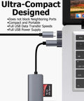 2 Pack USB C Female To USB 3.0 A Male Adapter OTG Converter Plug And Play For Smartphones Tablets Laptops silver adapter connected to laptop and hub