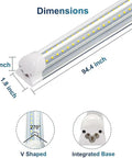 V Shaped 72W LED Shop Lights With 7200 Lumens Daylight White 6500K 8 Foot Integrated Fixture T8 Tube dimensions