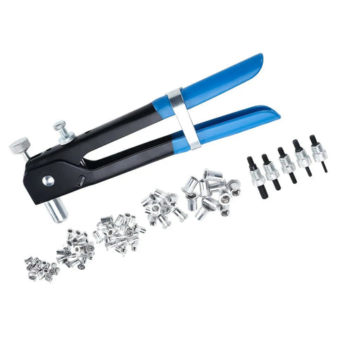86Pcs Hand Rivet Nut Tool Kit With Metric Rivnuts M3 M4 M5 M6 M8, Pro Grade Blind Rivet Nut Setter, tools, and aluminum nuts assortment
