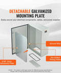 Heavy Duty Workhorse Electrical Enclosure Box Solid Cold Rolled Steel Junction Cabinet With Galvanized Mounting Panel showing detachable plate and ground wire access.
