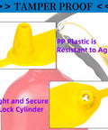 Close-up of numbered yellow PP plastic tamper seal on fire extinguisher, part of the 1000 Pack Plastic Tamper Seals For Fire Extinguishers And Safety Tags Security Seals With Numbered Zip Ties Disposable Self Locking Signage Must Have For Bags Cables Hospitals Banks And More 9.84 Inch Length