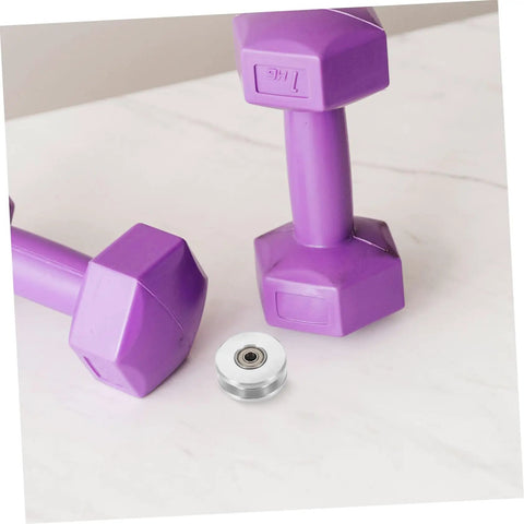 Heavy Duty Aluminum Alloy U Groove Pulley Wheel With Double Bearings Silent Roller Built To Last For Smooth Cable Installations In Gym Pulleys And Fitness Equipment Attachments, purple dumbbells