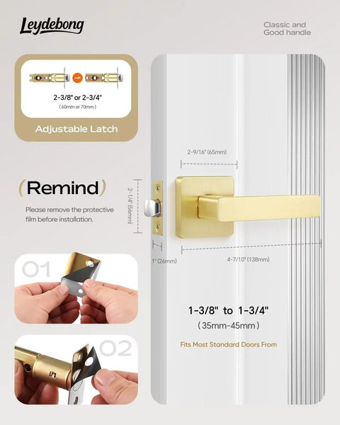 Three Pack Premium Gold Lever Door Handles For Closets And Interiors Heavy Duty Nonlocking Passage Function Left Or Right Handed Modern Gold Door Hardware For Easy Access