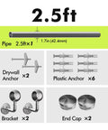 Top Tier Heavy Duty Stair Handrail Kit 30 Inch Stainless Steel 304 Wall Mount Grab Railing System Built Tough For Indoor Outdoor Living Rust Resistant Silver Modern Industrial Vibes components diagram with pipe, brackets, and anchors