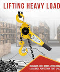 Viking Manual Lever Chain Hoist Three Quarter Ton 1650 Lbs Lift Capacity 20 Feet Two Pack With Heavy Duty Hooks in warehouse