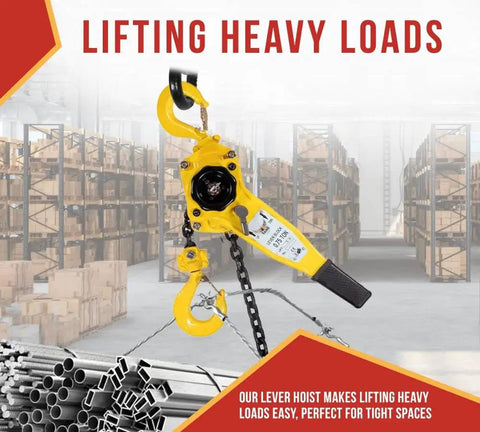Viking Manual Lever Chain Hoist Three Quarter Ton 1650 Lbs Lift Capacity 20 Feet Two Pack With Heavy Duty Hooks in warehouse