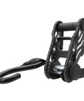 Close-up of a ratchet mechanism from the Orange 10 Foot Tactical Ratchet Tie Down Straps Two Pack With 1000 Pound Safe Working Load