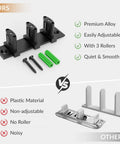 Comparison of three roller adjustable floor guide for siding closet doors and bypass sliding doors aluminum construction.