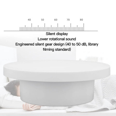 Super Cool Motorized Rotating Display Stand With Smooth 360 Degree Spinning Action showcasing its silent gear design for lower sound.