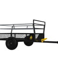 Heavy Duty ATV Trailer With 27.5 Cu Ft Bed, 1,400 Lb Load Capacity, Black Steel Utility Dump Cart, side view with tailgate down.