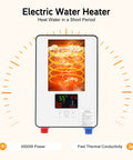 Top Shelf Electric Tankless Water Heater 110V 4500W For Sink And Bath, Stainless Steel Heating Elements For Faster Flow And Zero Ice Buildup, Real Deal Instant Hot Water Anytime You Need It, digital display and heating coils.