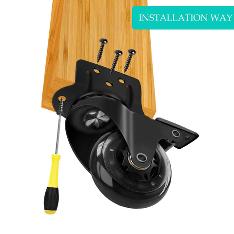 2.5 Inch L-Shaped Plate Swivel Caster With Brake Dual Bearing Silent Industrial Casters Wheels Load Capacity 500 Lbs