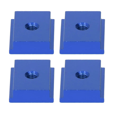 Four Pieces T Slot Nut Aluminum Alloy for 30 Series M6 Sliding Slot Nut Ideal for Woodworking Benches and Table Saws Tool Less Installation Easy Clip On Connect No Disassembly Needed Galvanized Blue Finish in a set of four