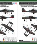 US P61B Black Widow Night Fighter Model Kit With Radar Nose B Variant instruction sheet with top and side views