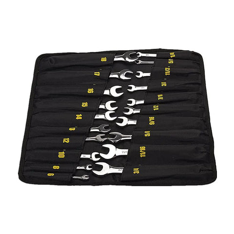20 Piece Flex Head Ratcheting Wrench Set With Metric And SAE Wrenches In Chrome Vanadium Steel in carrying bag