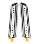 Slick Heavy Duty Telescopic Drawer Slides One Pair Full Extension Cabinet Hardware, 76mm wide steel rails with lock.