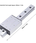 300mm Linear Motion Rail With External Biaxial Guide Block For Robotics And Precision Equipment, shown with 8 mounting holes