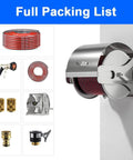 Heavy Duty Retractable Garden Hose Reel With Attached Fifty Meter Hose Wall Or Floor Mount metal hose winder and accessories packing list