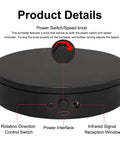 Turntable Display Stand With Remote Control, 7.87 Inch 360 Degree Electric Lazy Susan for Photography, detail view with controls