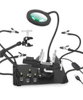 Two In One Magnetic Soldering Third Hand With Heavy Duty Metal Workbench Vise PCB Circuit Board Holder 5X Magnifying Lamp
