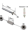 14mm End Connector With M8 Thread Stainless Steel Pro Grade DIY Design For Reciprocating Linear Actuators Industrial Use Easy Install Lightweight 58g Silver End Connector For DIYers And Builders, showing dimensions and M6 thread details.