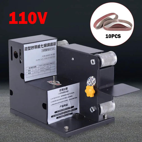 Heavy Duty Mini Bench Belt Sander Delivers Slick Seven Speed Precision and Rugged Adjustable Platform, 110V, showing adjustable base.